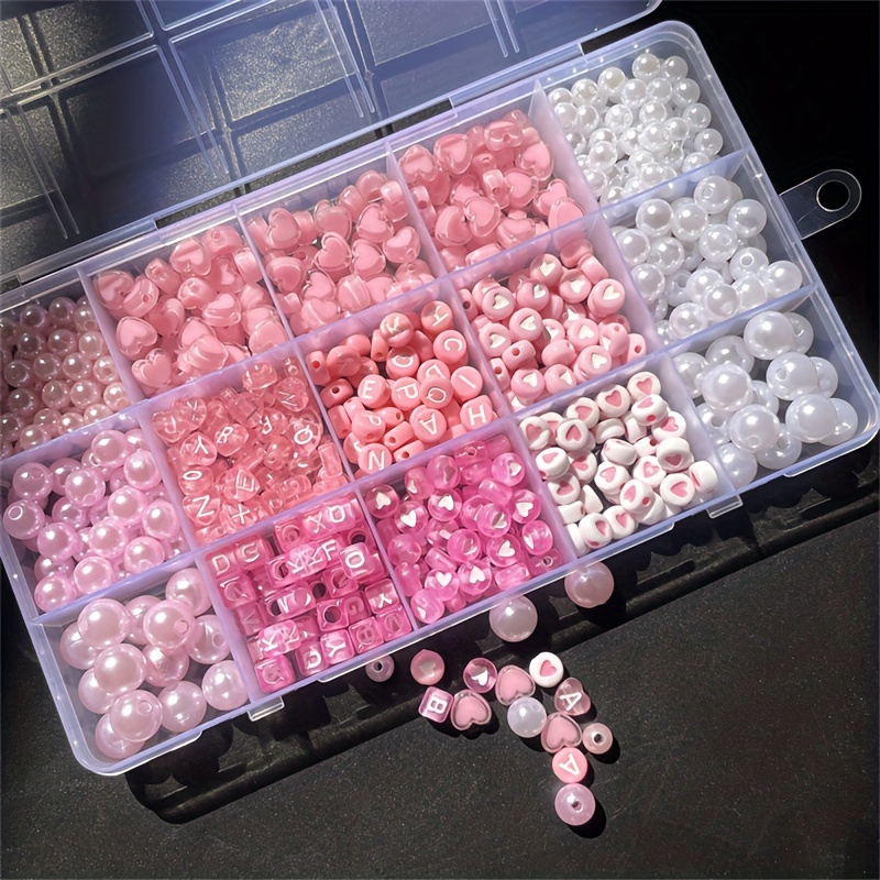 Jewelry Making Online - 10 parçalı pembe alfabe kutusu, akrilik