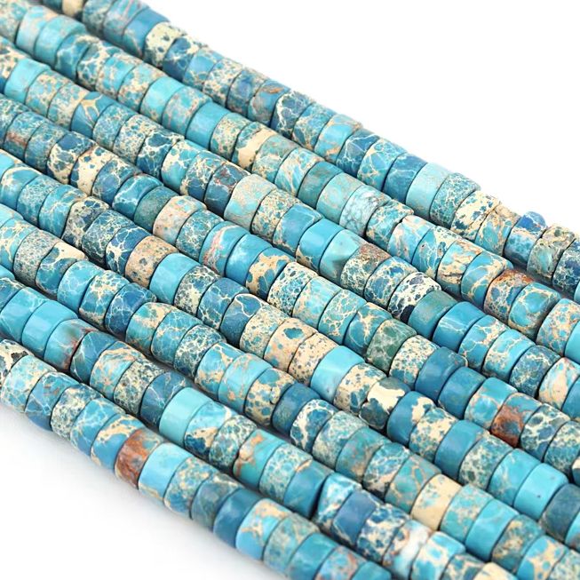 Jewelry Making With Stones - Doğal İmparator Taşı Turkuaz Boncuklar Silindir