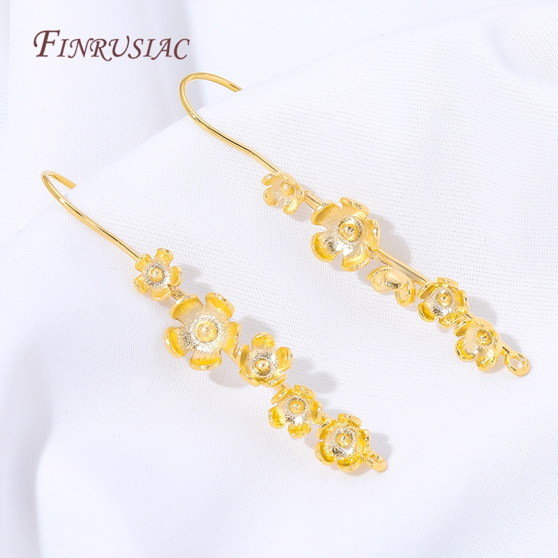 Jewelry Making Earring Supplies - 18K Altın Kaplama Çiçek Küpe Kancaları,