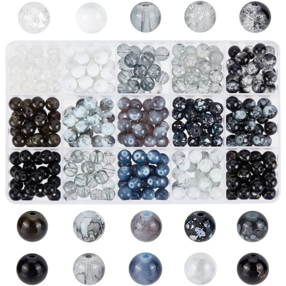 Jewelry Making Course - 300 adet 8mm Siyah Cam Boncuk