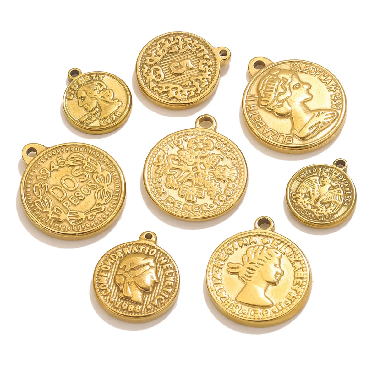 Jewelry Making Materials Wholesale - 5 adet paslanmaz çelik madalya para