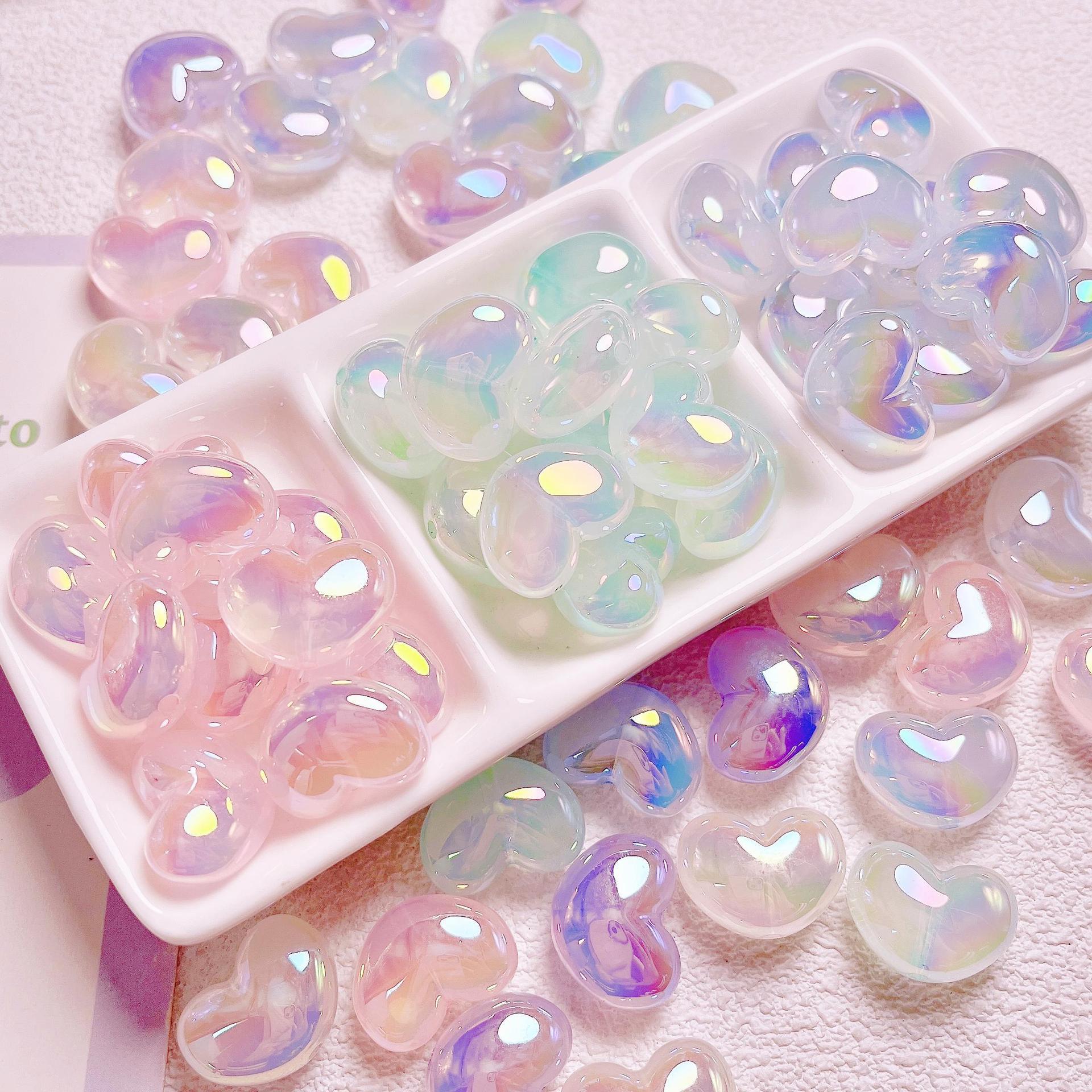 10 adet kalp şeffaf Glitter AB - Jewelry Making Ideas With Beads incelemesi ve fiyatı