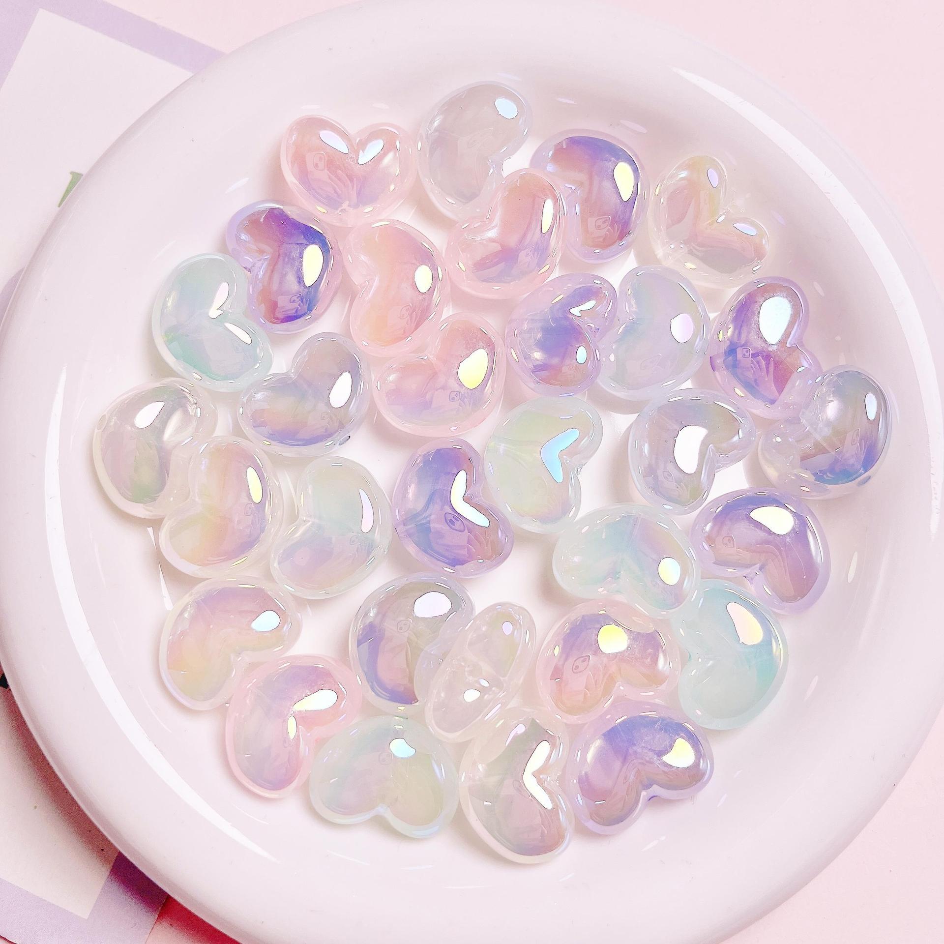 10 adet kalp şeffaf Glitter AB - Jewelry Making Ideas With Beads incelemesi ve fiyatı