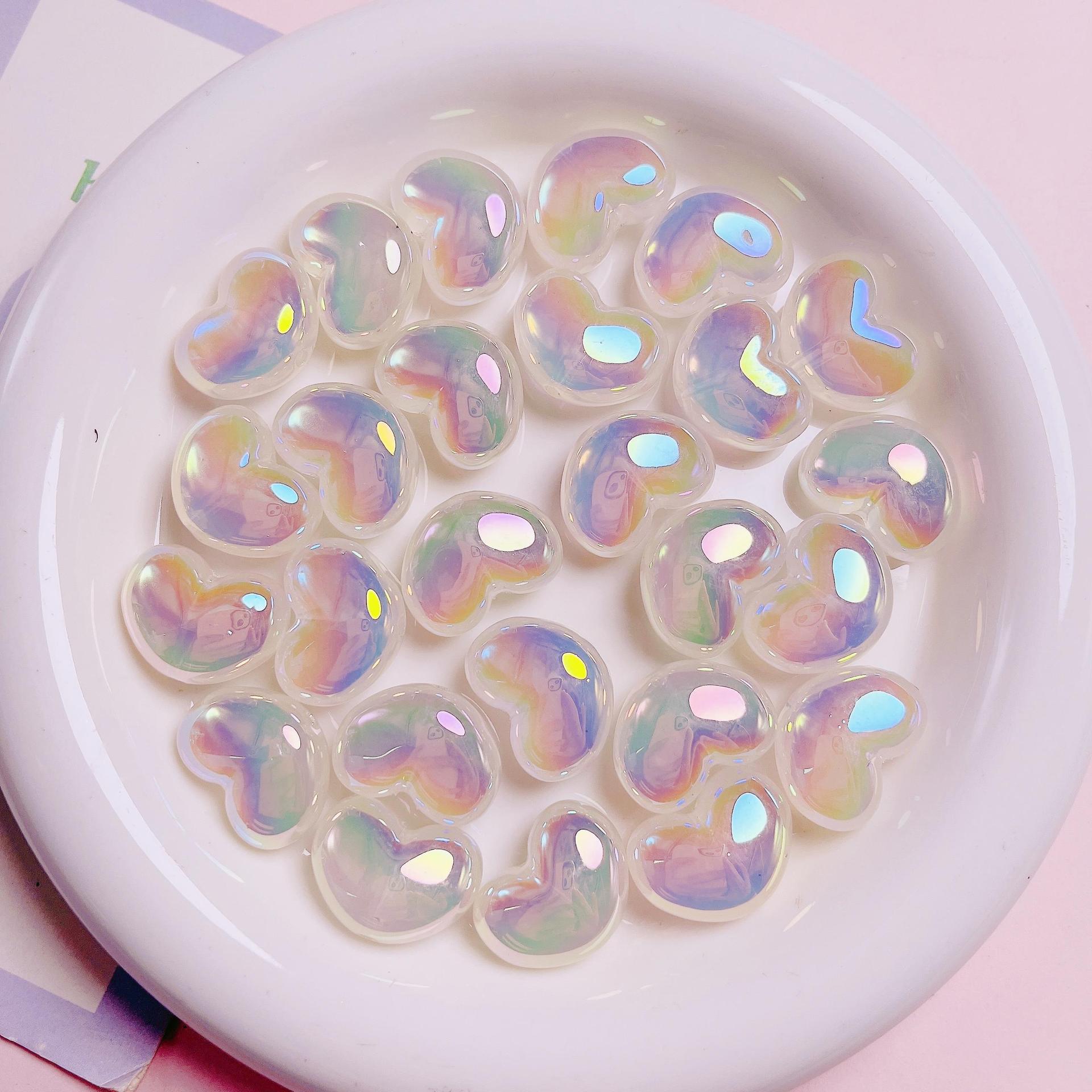 10 adet kalp şeffaf Glitter AB - Jewelry Making Ideas With Beads incelemesi ve fiyatı