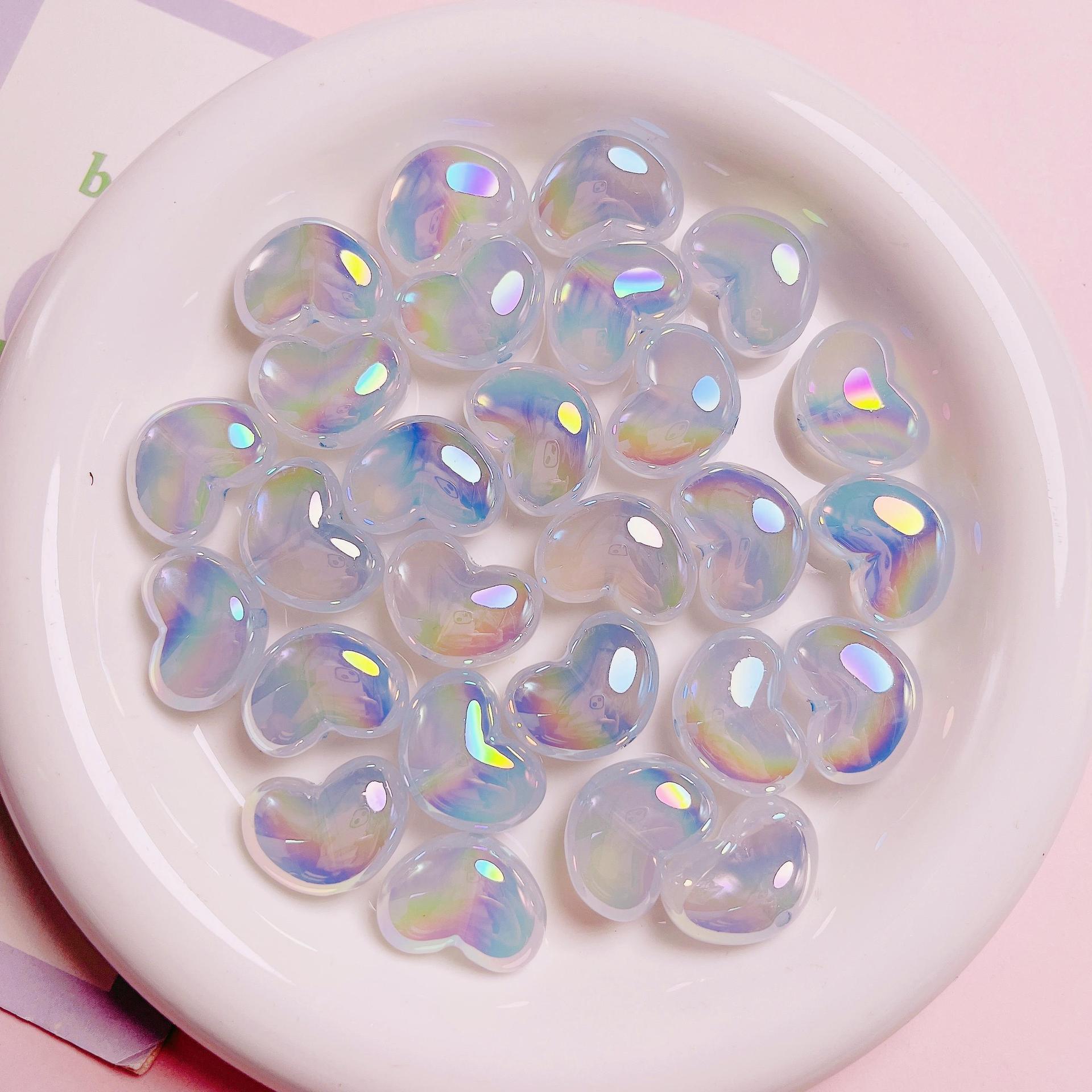 10 adet kalp şeffaf Glitter AB - Jewelry Making Ideas With Beads incelemesi ve fiyatı