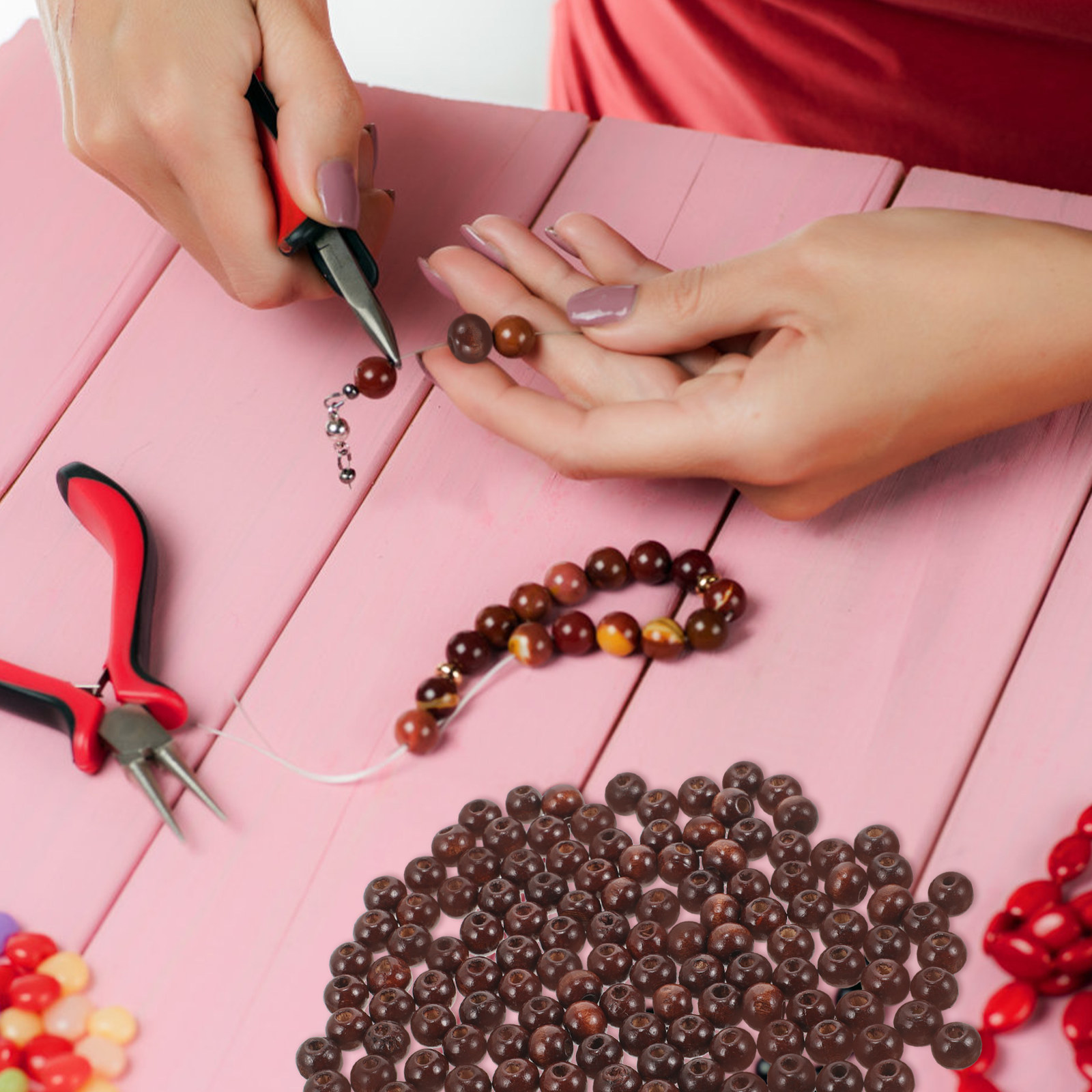 500 Adet Ahşap Boncuk DIY El S - Jewelry Making Ideas With Beads incelemesi ve fiyatı